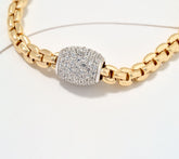 Diamonique Sterling Silver Goldclad Italia Barrel Chain Link Bracelet Small